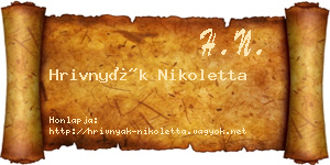 Hrivnyák Nikoletta névjegykártya